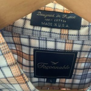 Men’s Blue, Orange and White Faconnable men’s button down. Size Large.